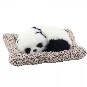 LEAN TOYS Śpiąca Panda na Poduszce Figurka z Futrem i Przezroczystą Torbą