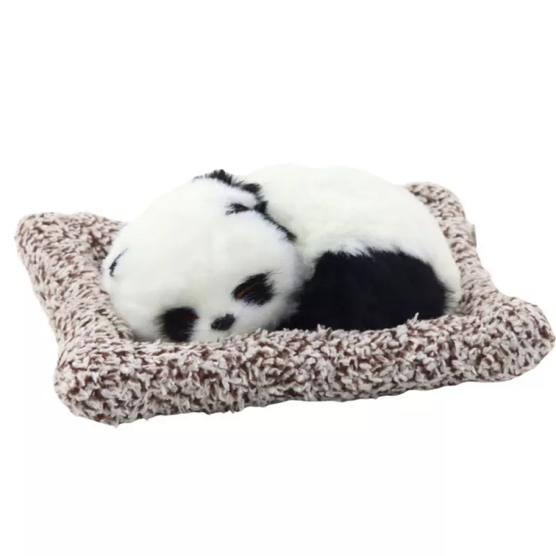LEAN TOYS Śpiąca Panda na Poduszce Figurka z Futrem i Przezroczystą Torbą