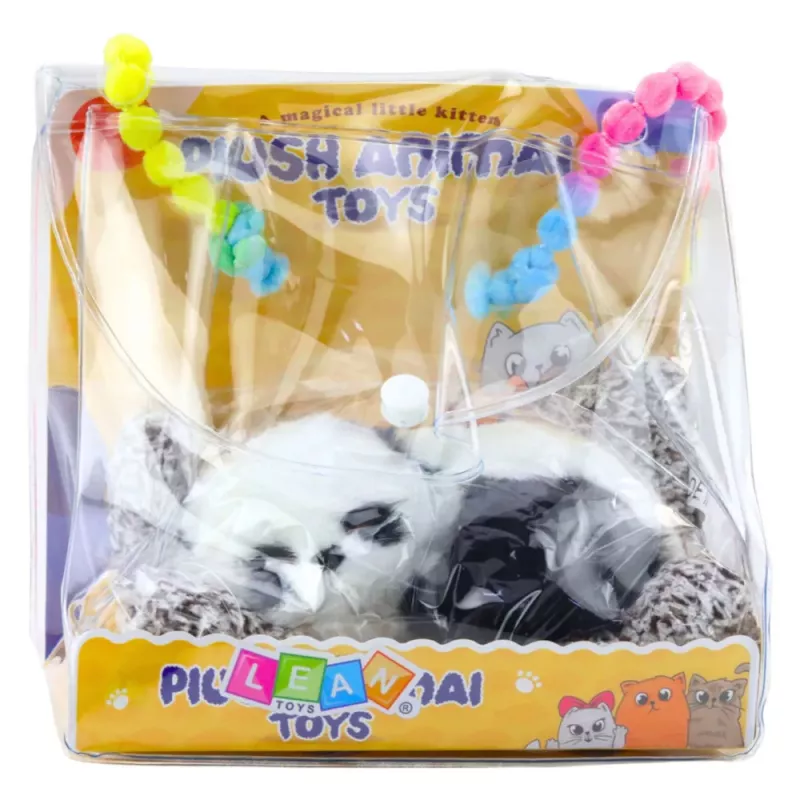 LEAN TOYS Śpiąca Panda na Poduszce Figurka z Futrem i Przezroczystą Torbą