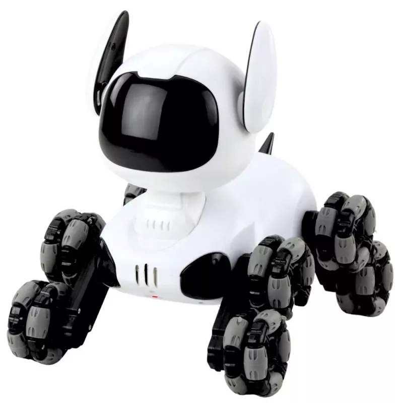LEAN TOYS TOOBY Robot Dog Remote Controlled RC 360° Lights Sounds Black and White