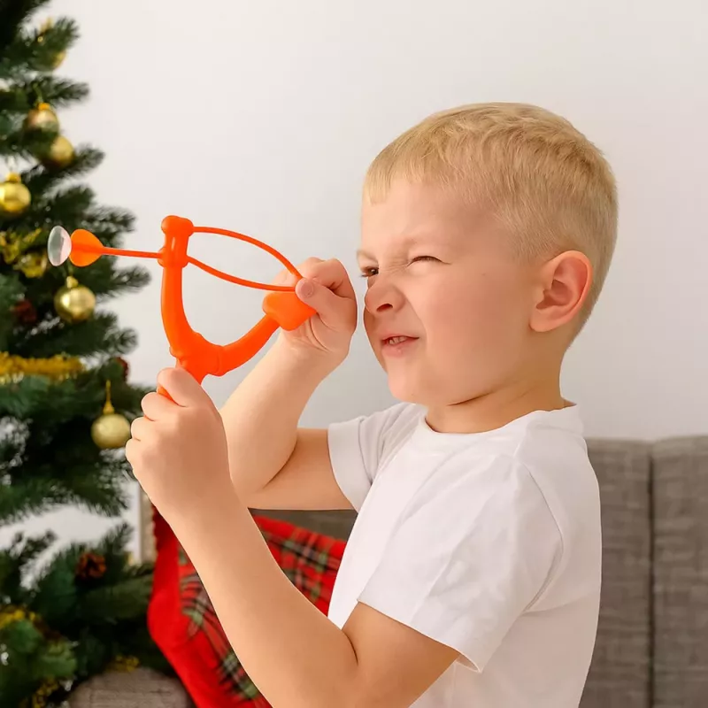 LEAN TOYS Zestaw Strzelecki Gra Zręcznościowa Proca z Dartami z Przyssawkami 3 szt.