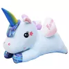 LEAN TOYS Pluszowy Jednorożec z Kocykiem 160x110cm Niebieski 55cm