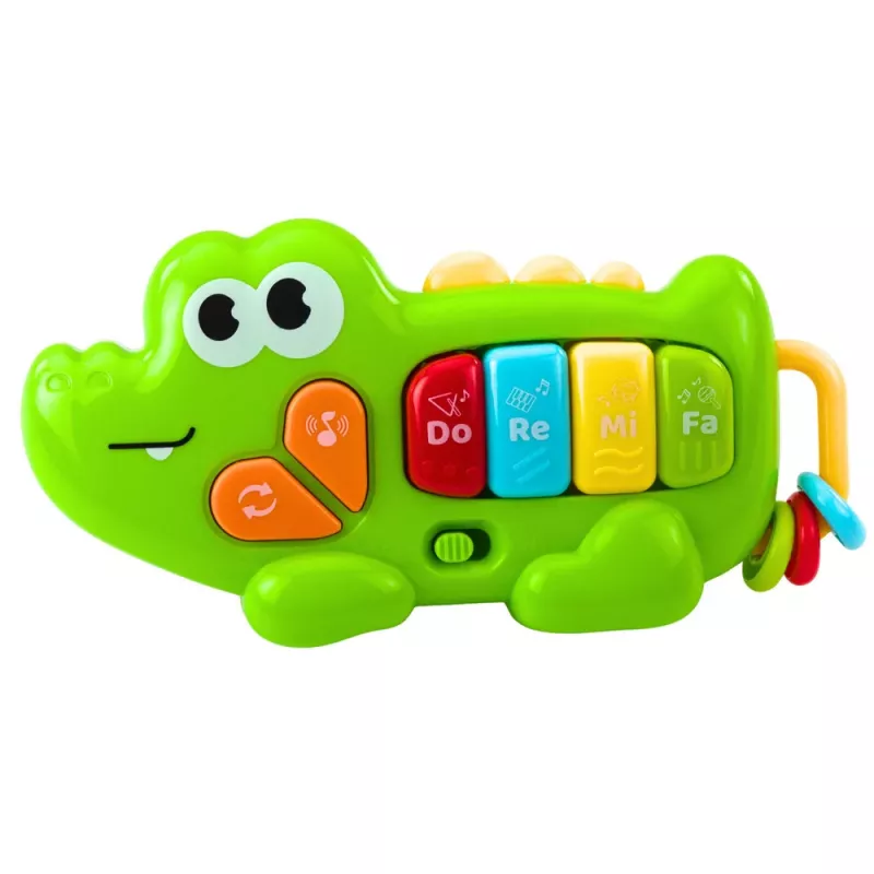 LEAN TOYS Interaktywne Pianino Muzyczne dla Maluchów Krokodyl Koraliki Zielony