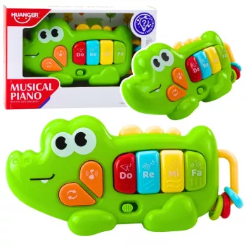 LEAN TOYS Interaktywne Pianino Muzyczne dla Maluchów Krokodyl Koraliki Zielony
