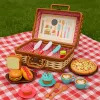 LEAN TOYS Zestaw Koszyka Piknikowego Pleciony z Akcesoriami 33 szt.