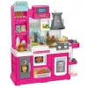 LEAN TOYS Kuchnia dla dzieci z obiegiem wody, zmieniającą kolor żywnością i parą, różowa, 64 elementy