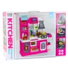 LEAN TOYS Kuchnia dla dzieci z obiegiem wody, zmieniającą kolor żywnością i parą, różowa, 64 elementy