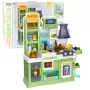 LEAN TOYS Kuchnia dla dzieci z obiegiem wody, zmieniającą kolor żywnością i parą, zielona, 64 elementy