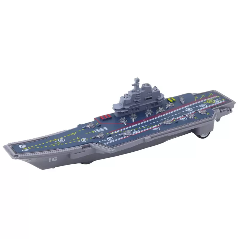 LEAN TOYS Lotniskowiec wojskowy ze światłami i dźwiękami, napęd tarcia, 24 cm