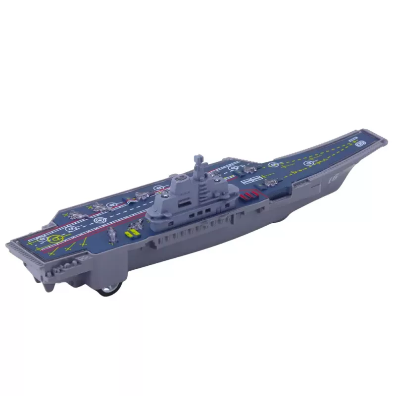 LEAN TOYS Lotniskowiec wojskowy ze światłami i dźwiękami, napęd tarcia, 24 cm
