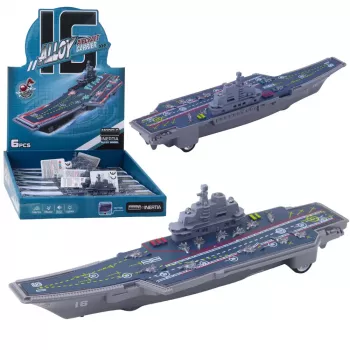 LEAN TOYS Lotniskowiec wojskowy ze światłami i dźwiękami, napęd tarcia, 24 cm