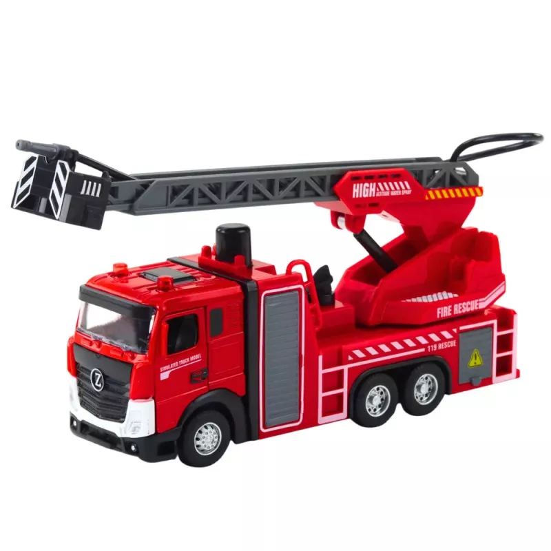 LEAN TOYS Wóz Strażacki z Wężem Wodnym, Światłami i Dźwiękami