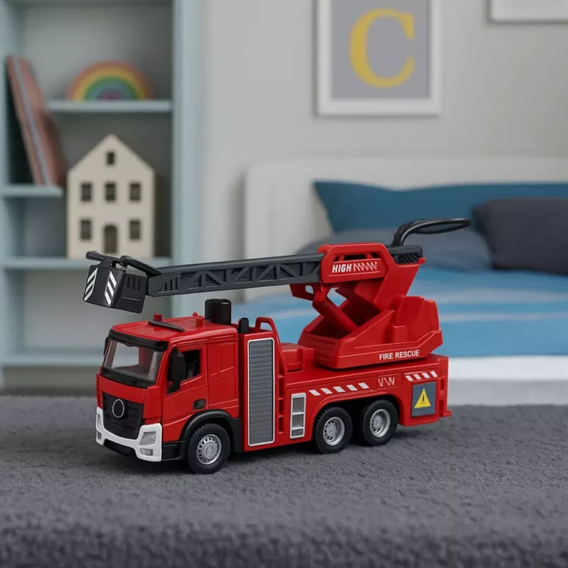 LEAN TOYS Wóz Strażacki z Wężem Wodnym, Światłami i Dźwiękami