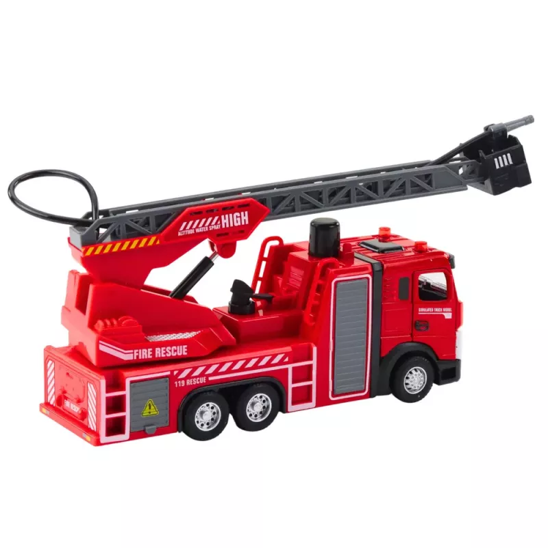 LEAN TOYS Wóz Strażacki z Wężem Wodnym, Światłami i Dźwiękami