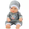 LEAN TOYS Baby Doll w szarej piżamie i czapce, ruchome ręce i nogi, 30 cm