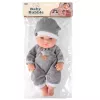 LEAN TOYS Baby Doll w szarej piżamie i czapce, ruchome ręce i nogi, 30 cm