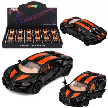 LEAN TOYS Samochód Sportowy Metalowy Światła Dźwięk Napęd Pull-Back Czarny 1:32