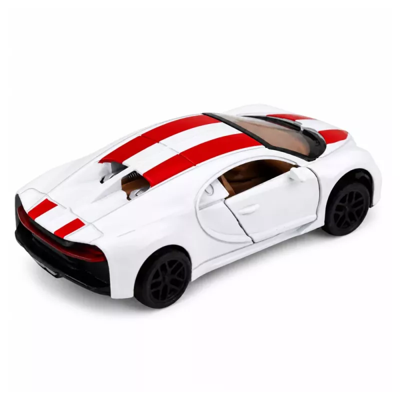LEAN TOYS Samochód Sportowy Metalowy Światła Dźwięki Napęd Pull-Back Biały 1:32