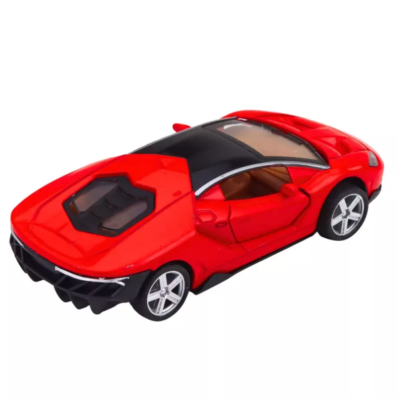 LEAN TOYS Samochód Sportowy Metal Otwierane Drzwi Światła Dźwięki Czerwony 1:32