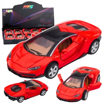 LEAN TOYS Samochód Sportowy Metal Otwierane Drzwi Światła Dźwięki Czerwony 1:32
