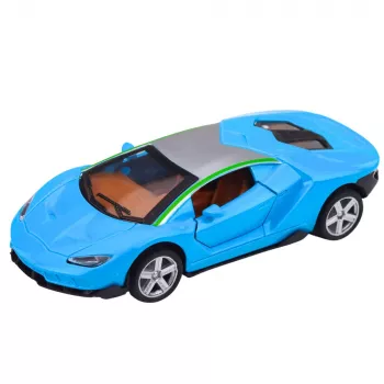 LEAN TOYS Samochód Sportowy Metal Napęd Światła Dźwięki Niebieski 1:32