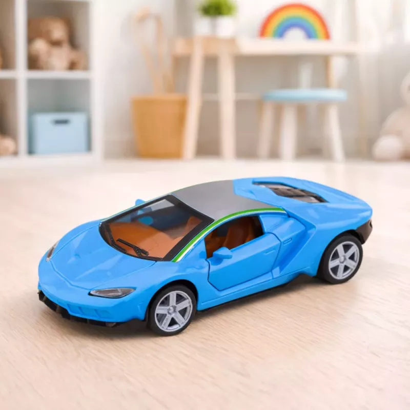 LEAN TOYS Samochód Sportowy Metal Napęd Światła Dźwięki Niebieski 1:32