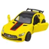 LEAN TOYS Samochód Sportowy Metal Otwierane Drzwi Światła Dźwięki Żółty 1:32