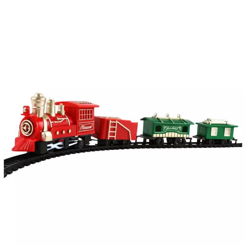 LEAN TOYS Classic Mini Train Zestaw Lokomotywa Wagony Tory Zasilany Bateriami 13 szt.