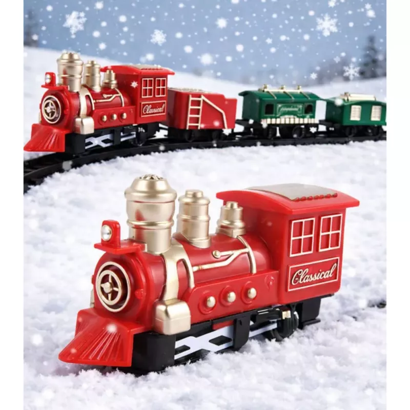 LEAN TOYS Classic Mini Train Zestaw Lokomotywa Wagony Tory Zasilany Bateriami 13 szt.