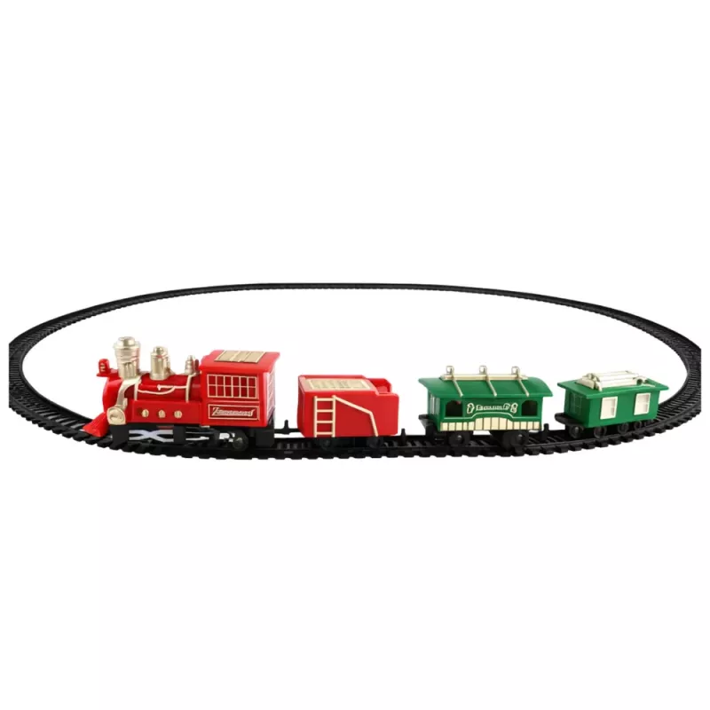 LEAN TOYS Classic Mini Train Zestaw Lokomotywa Wagony Tory Zasilany Bateriami 13 szt.