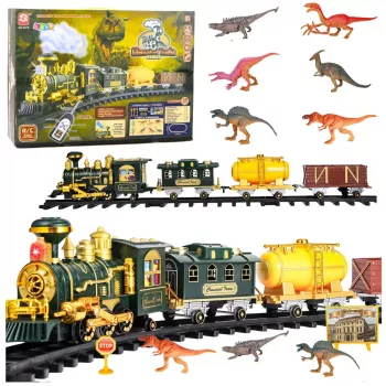 LEAN TOYS Classic Train Dinosaurs Lights Sounds Smoke 39 pcs.