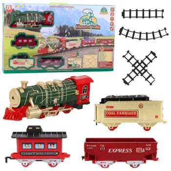 LEAN TOYS Electric Train Classic Train z efektami świetlnymi, dźwiękowymi i dymu, 24 elementy