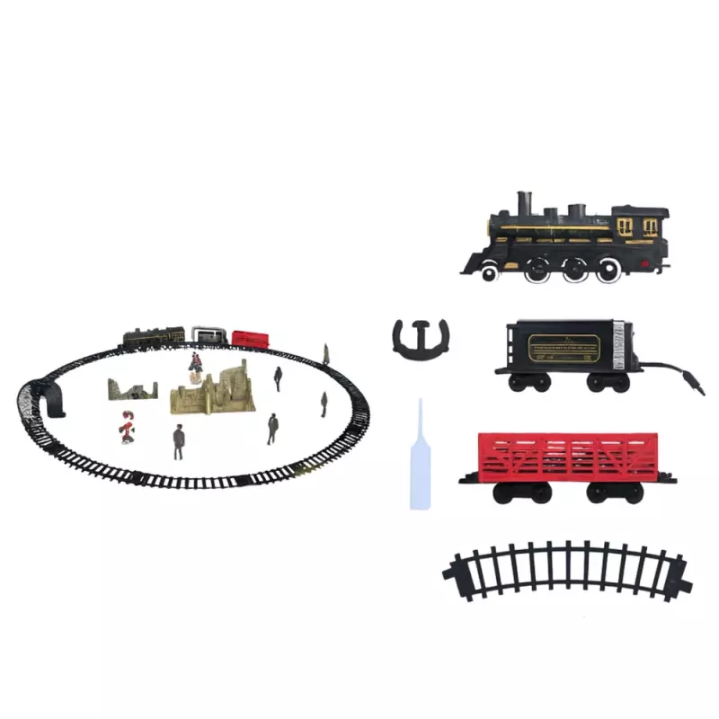 LEAN TOYS Elektryczny zestaw pociągu z lokomotywą, wagonami, torami, światłami i dźwiękami