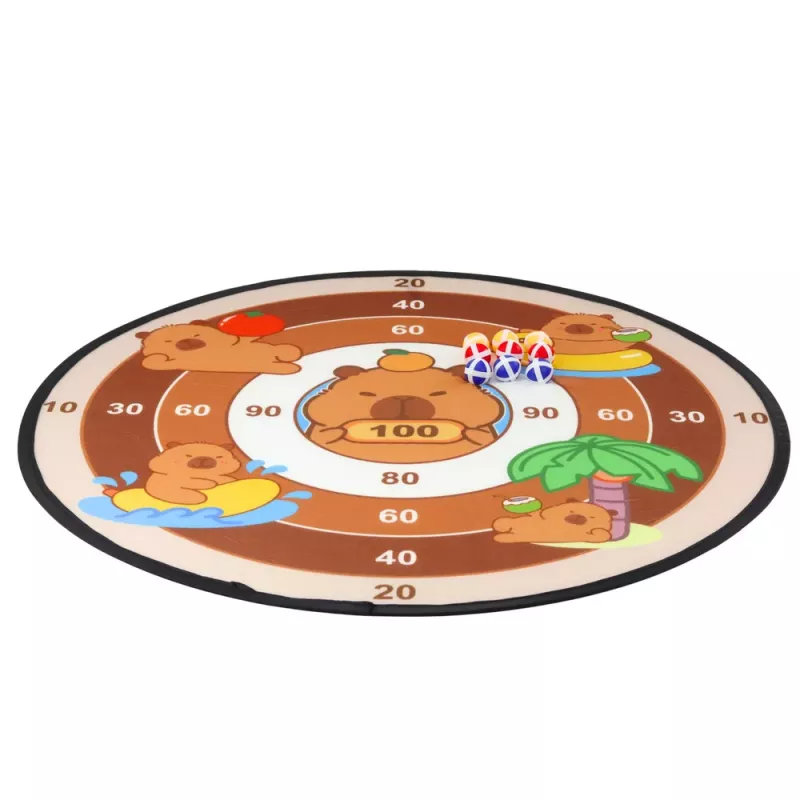 LEAN TOYS Capybara Dartboard Skill Game z Piłkami na Rzepy i Pistoletami Zabawkowymi 73,5 cm