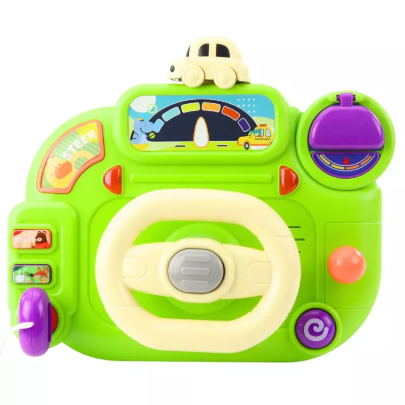 LEAN TOYS Interaktywna Kierownica dla Dzieci Symulator Jazdy Światła Dźwięki Zielona
