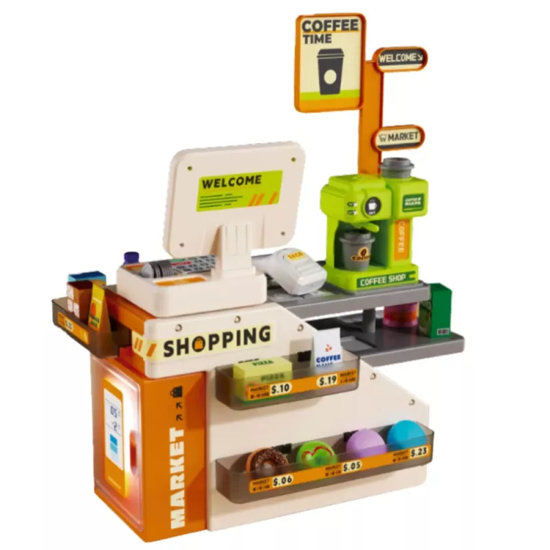 LEAN TOYS Kasa Sklepowa Kawiarnia Akcesoria Światła Dźwięki 70 szt.