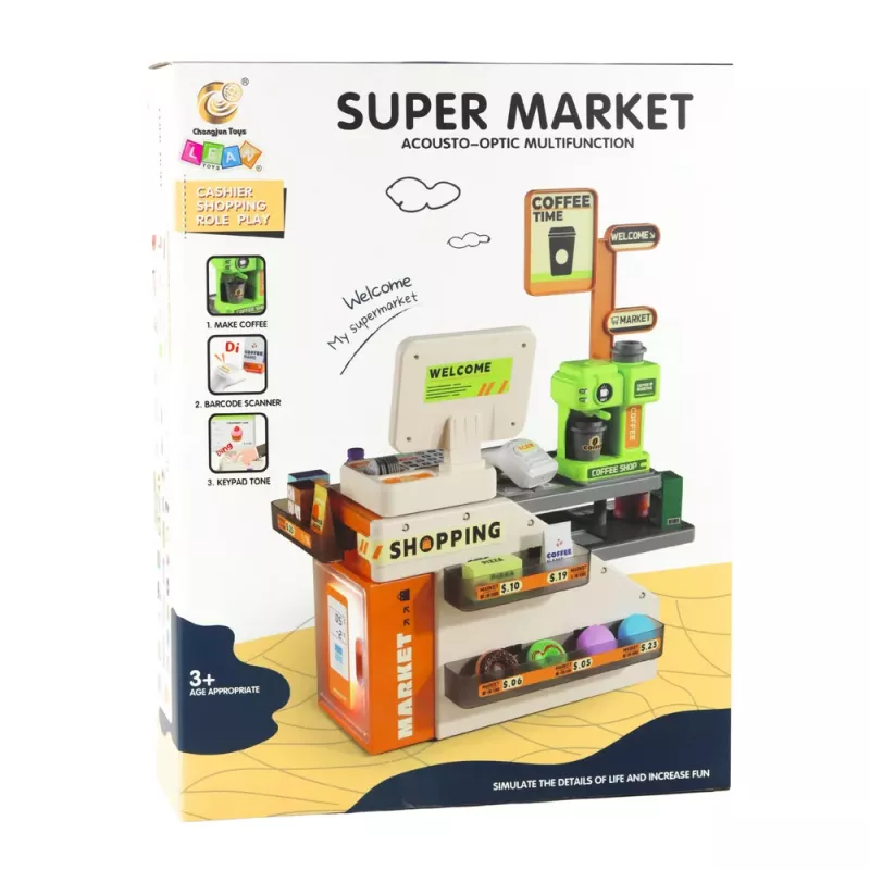 LEAN TOYS Kasa Sklepowa Kawiarnia Akcesoria Światła Dźwięki 70 szt.