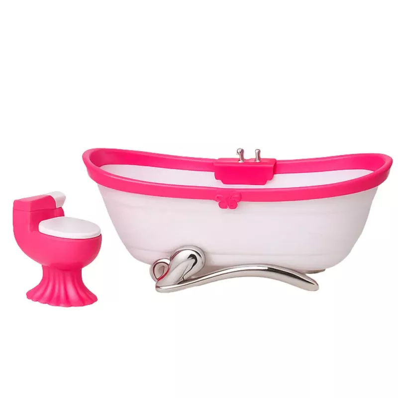 LEAN TOYS Zestaw łazienkowy dla lalek: wanna, toaleta, umywalka z lustrem