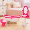 LEAN TOYS Zestaw łazienkowy dla lalek: wanna, toaleta, umywalka z lustrem