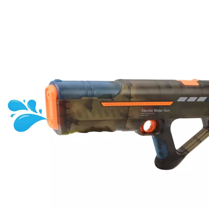 LEAN TOYS Elektryczny pistolet na wodę karabinowy, ładowalny, przezroczysty czarny, 55 cm