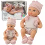 LEAN TOYS Baby Doll, różowy strój, czapeczka, śliniaczek, 18 cm