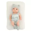 Lalka LEAN TOYS z kocykiem, biało-szarym ubrankiem i czapeczką, 18 cm
