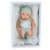 Lalka LEAN TOYS z kocykiem, biało-szarym ubrankiem i czapeczką, 18 cm