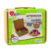 LEAN TOYS Zestaw do herbaty w koszyku Kubki Talerzyki Słodycze 23 szt.
