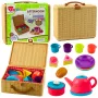 LEAN TOYS Zestaw do herbaty w koszyku Kubki Talerzyki Słodycze 23 szt.