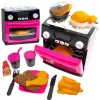 LEAN TOYS Kuchnia dla dzieci z piekarnikiem, jedzeniem, światłami, dźwiękami, różowa