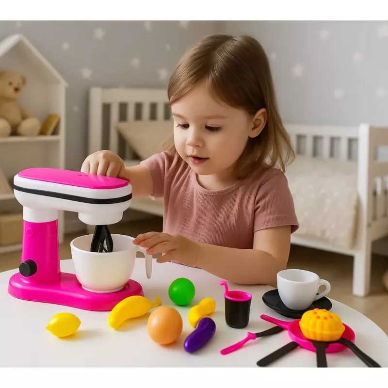 LEAN TOYS Zabawkowy Robot Kuchenny i Blender dla Dzieci z Akcesoriami Owocowymi