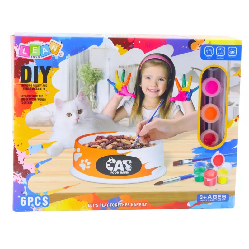 LEAN TOYS Zestaw Kreatywny Miseczki do Malowania Farby Pędzle DIY 6 szt.