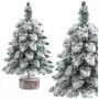LEAN Ozdobna sztuczna choinka na pniu pokryta śniegiem 60 x 16 cm