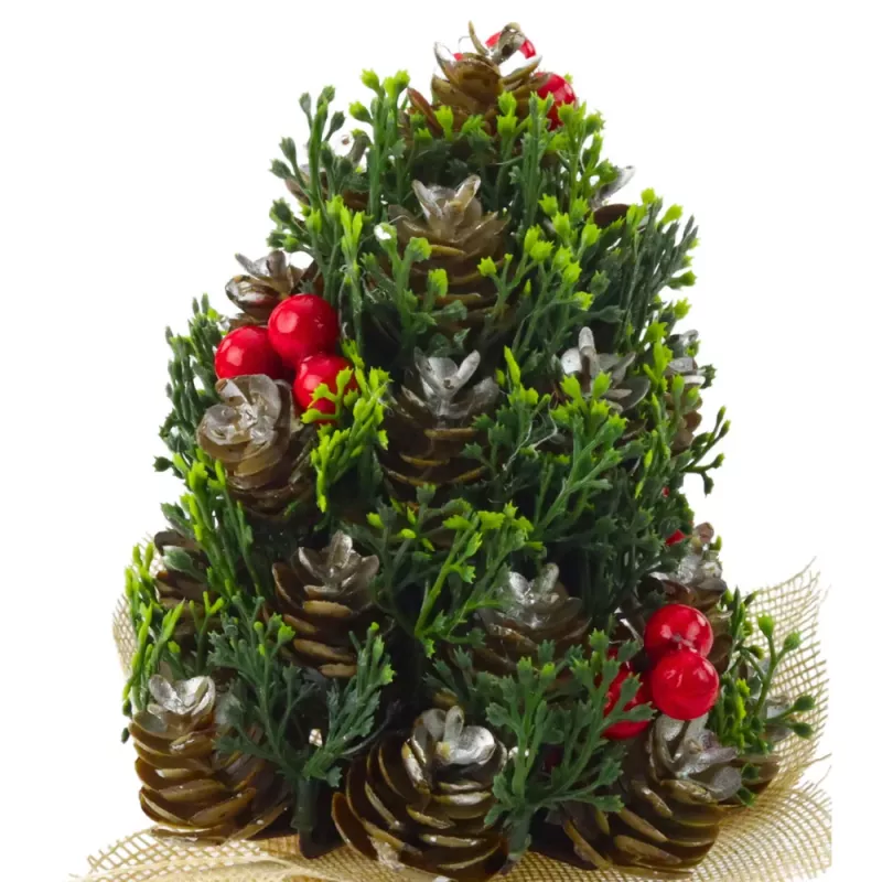 LEAN Sztuczne Dekoracyjne Szyszki Choinkowe z Czerwonymi Jagodami Jarzębiny 17x10cm